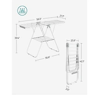 Metal Laundry Drying Rack with Adjustable Gullwings and Sock Clips, Space-Saving Design