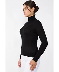 Jennie Liu Women's Tissue Weight Cashmere Silk Rib-knit Turtleneck Sweater