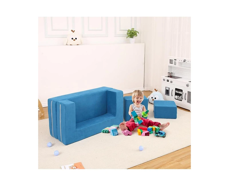 gaomon Kids Play Couch, 3Pcs Modular Kids Couch Toddler Couch for Playroom Bedroom Furniture