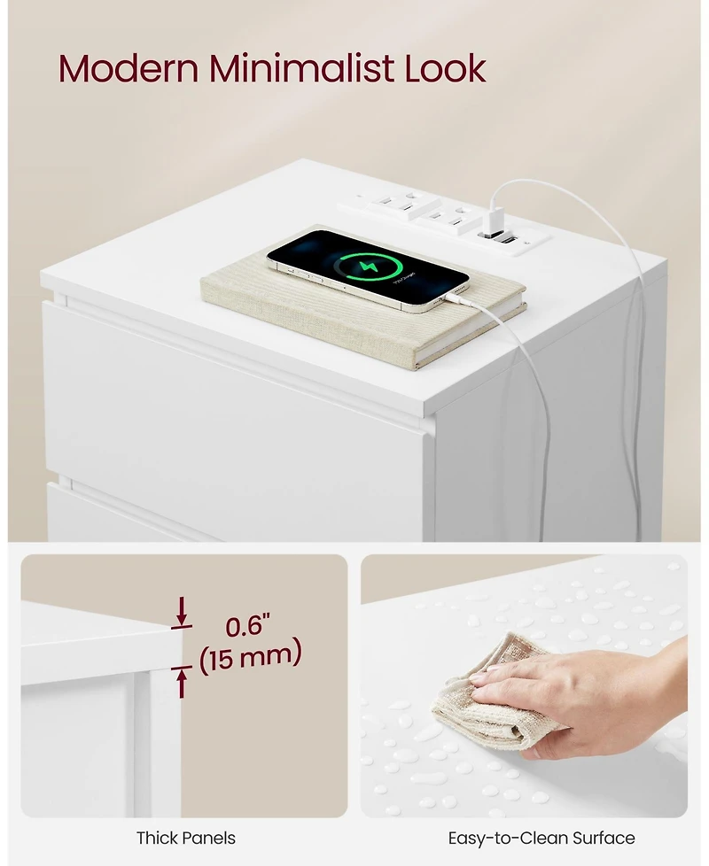 Slickblue Nightstand with Charging Station for Convenient Power Access and Sleek Design