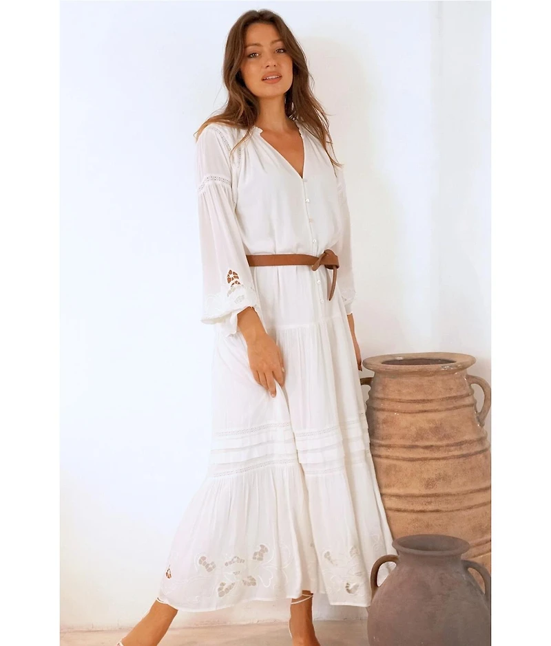 Paneros Clothing Women's Embroidered Lace Stevie Dress in White