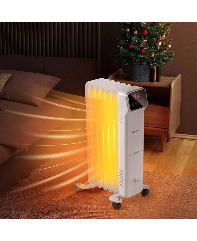 1500W Oil Filled Radiator Heater with Remote Control 3 Modes 24H Timer Indoor