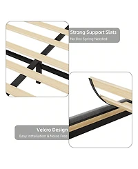 gaomon Full/Queen Size Bed Frame With Led Lights Headboard, Led Bed Frame With Fast-Charging Usb Port, Upholstered Platform Bed Frame