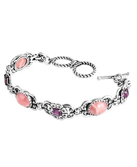 American West Jewelry Sterling Silver Rhodochrosite Rhodolite Garnet Concha Link Bracelet