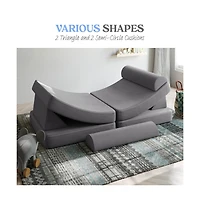 Emma+Oliver Conner Modular Play Couch For Kids With Convertible 6-Piece Design And Soft Foam Cushions