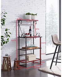 Kings Brand Furniture - Covington Metal Kitchen Shelves Baker s Rack Microwave Stand, Pewter