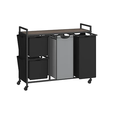 Slickblue 150L 4-Compartment Laundry Hamper, Rolling Laundry Sorter Cart with Shelves & Side Pockets