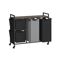 Slickblue 150L 4-Compartment Laundry Hamper, Rolling Laundry Sorter Cart with Shelves & Side Pockets