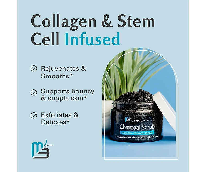 M3 | Charcoal Exfoliating Body Scrub | with Collagen | 12 oz