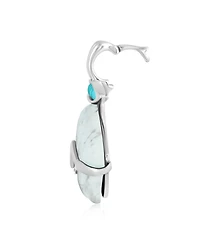 American West Jewelry Sterling Silver White Howlite and Sleeping Beauty Turquoise Bear Pendant Enhancer