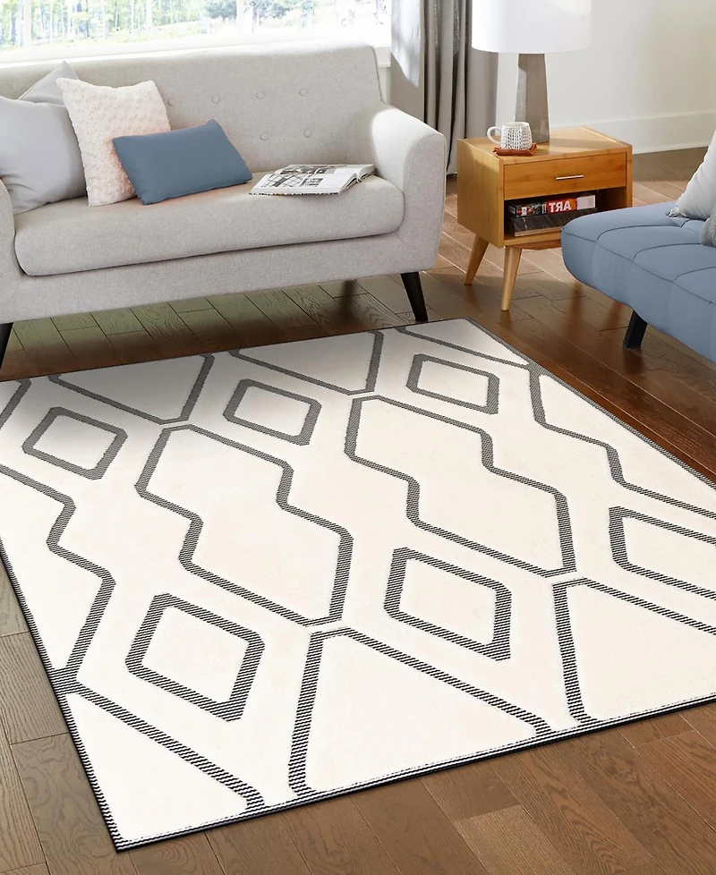 Bayshore Home Textured Tones Trellis 5'1"x7'1" Area Rug