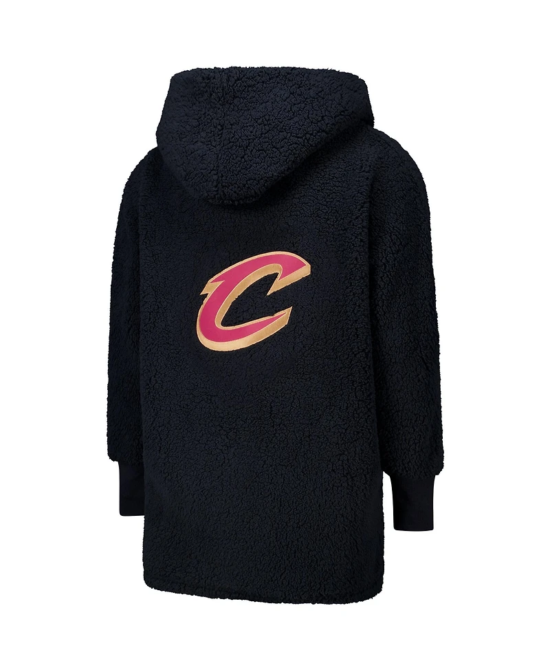 Jill Martin Men's and Women's The Best Lounger World Black Cleveland Cavaliers Oversized Open-Front Hoodie Sweater