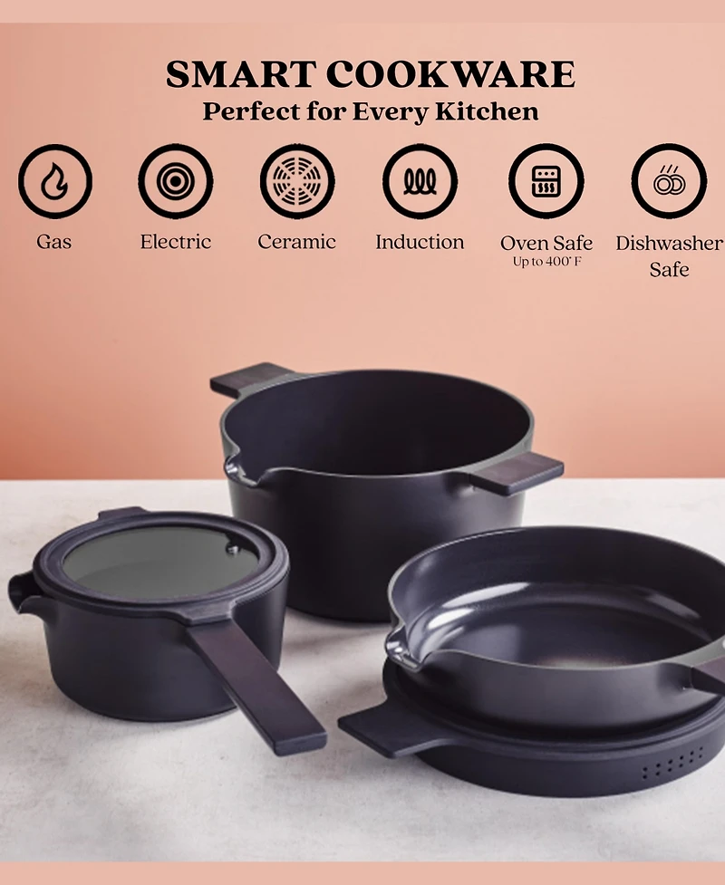 Alva Neat 5-Piece Nesting Cookware Set – Stackable Nonstick Pots & Pans - Space-Saving Design for Apartments, RVs & Compact Storage