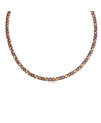 American West Jewelry Sterling Silver Multi-Color Braided Brown Leather Necklace, 20 to 22 Inches