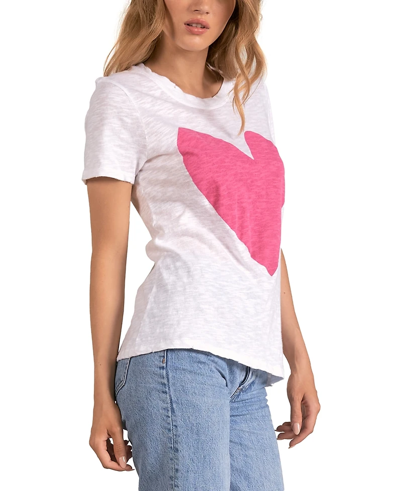 Elan Women's Cotton Graphic Heart Short-Sleeve T-Shirt