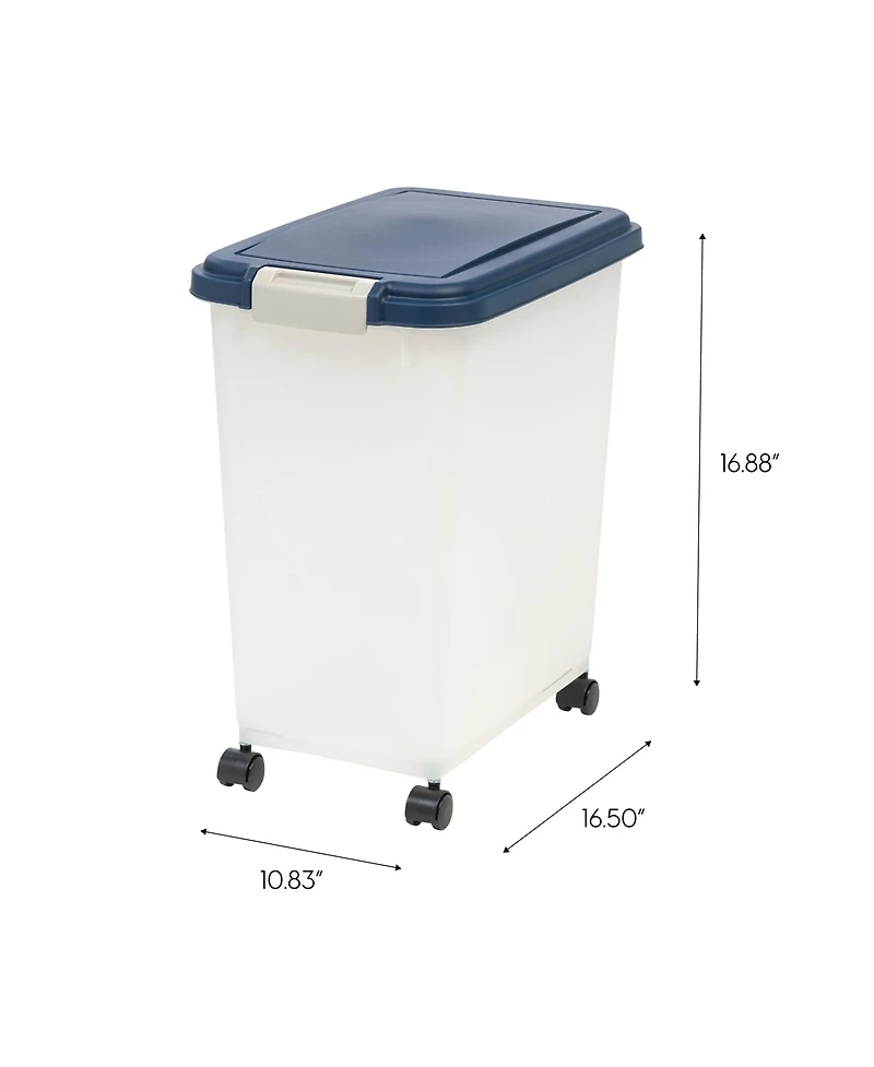Iris Usa Airtight Dog Food Storage Container, Up to 30 lbs / 33 Qt, Attachable Casters, for Dog Cat Bird and other Pet Food Storage Bin, Keep Fresh, E