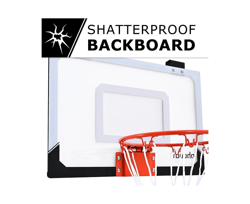 Ropoda Mini Basketball Hoop, Indoor Basketball Hoop for Kids, Mini Hoop with 4 Balls Over The Door Basketball Hoop 17"×12" Shatter Resistant Back