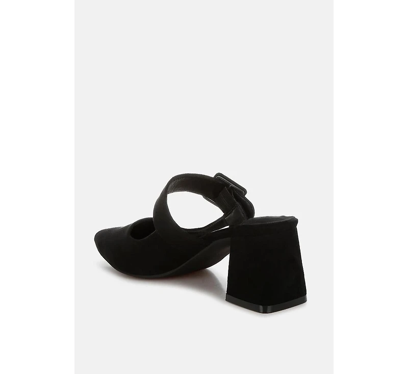 Amapola Buckle Strap Detail Microfiber Mules