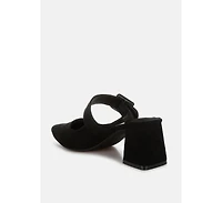 Amapola Buckle Strap Detail Microfiber Mules