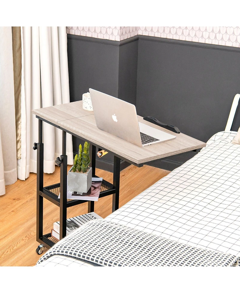 Gouun Adjustable C-Shaped Bedside Table with Wheels
