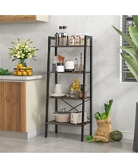 Gouun 4-Tier Bookshelf with Metal Frame and Adjustable Foot Pads