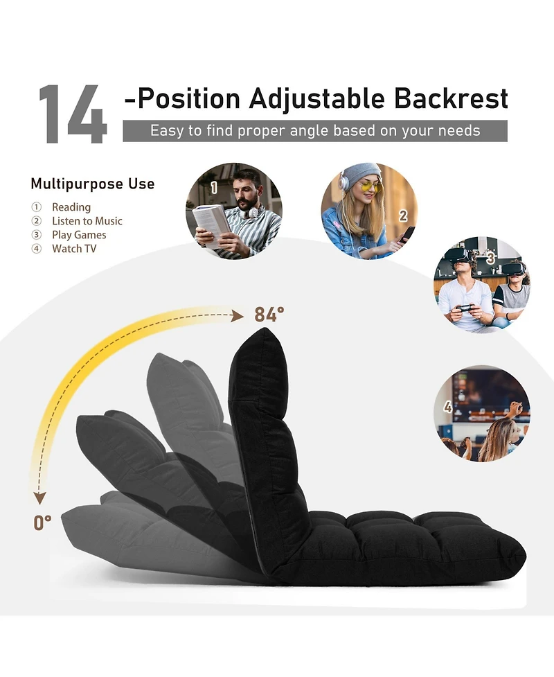 Gouun 14-Position Adjustable Folding Lazy Gaming Sofa