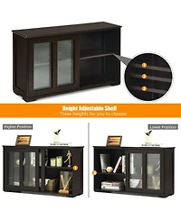 Gouun Sideboard Buffet Cupboard Storage Cabinet with Sliding Door