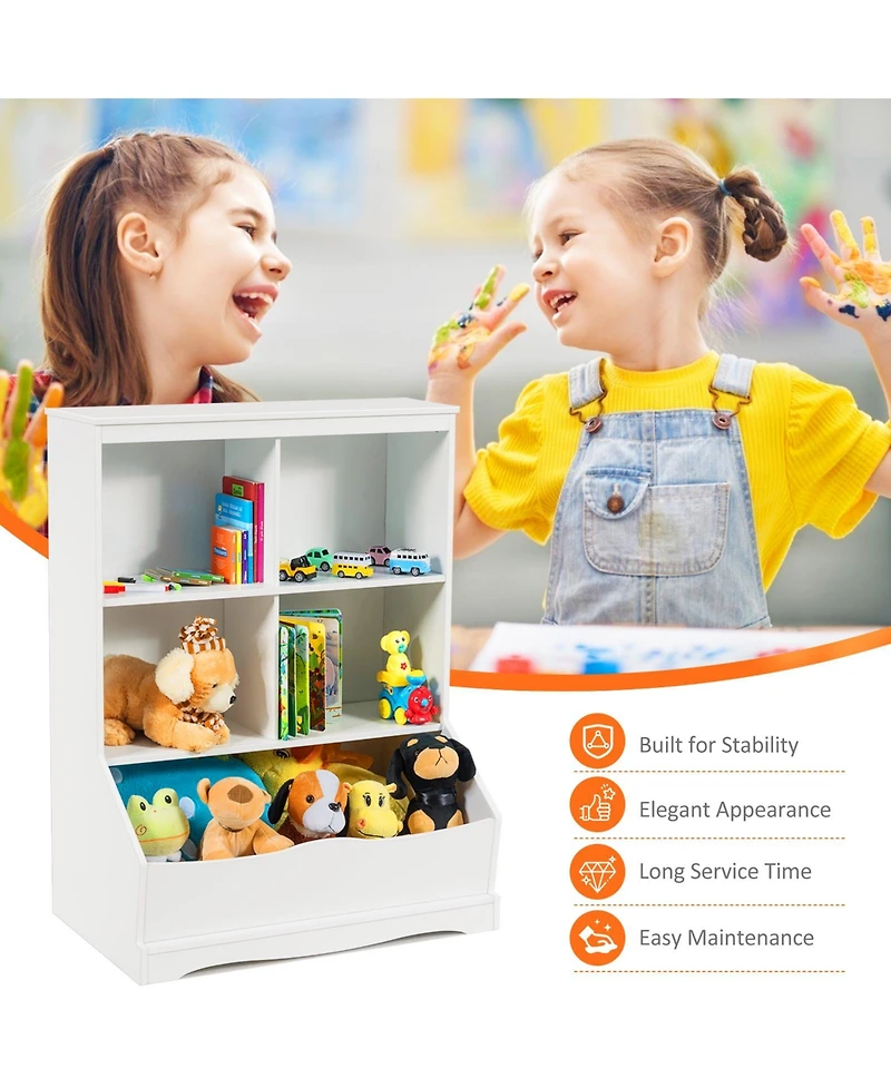Gouun 3-Tier Children's Multi-Functional Bookcase Toy Storage Bin Floor Cabinet