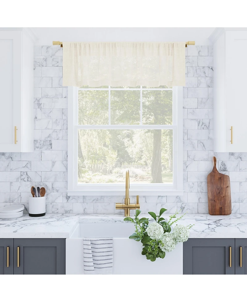 Slub Textured Linen Blend Cafe Curtain Valance