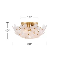 Possini Euro Design Filoli 20" Modern Semi Flush-Mount Ceiling Light Fixture Kitchen Foyer Hallway Flower Unique Gold Finish Glass