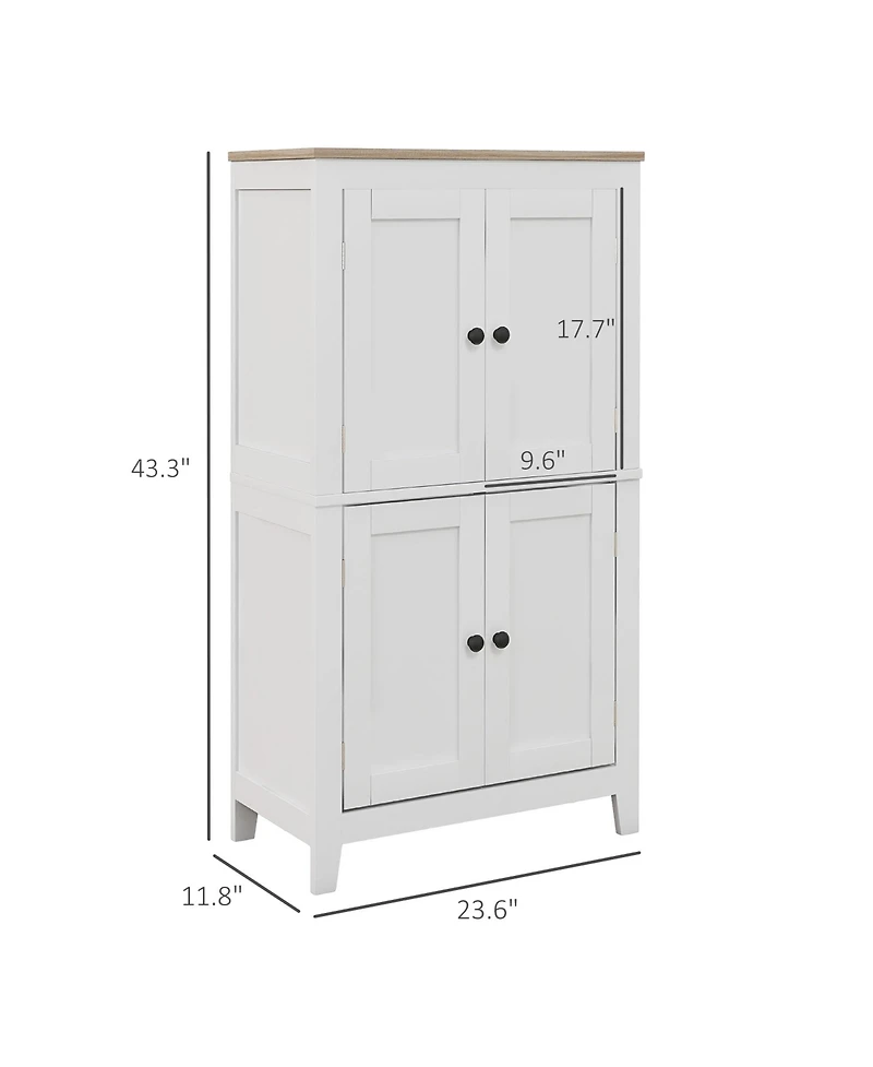 Homcom Bathroom Floor Cabinet with Adjustable Shelves and Doors,