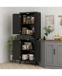 Homcom 67" Kitchen Pantry Storage Cabinet with Doors and Shelves