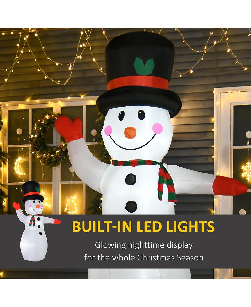 Homcom 8' Christmas Inflatable Waving Snowman Yard Decorations w/ Led Lights