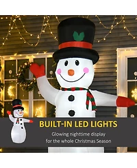 Homcom 8' Christmas Inflatable Waving Snowman Yard Decorations w/ Led Lights