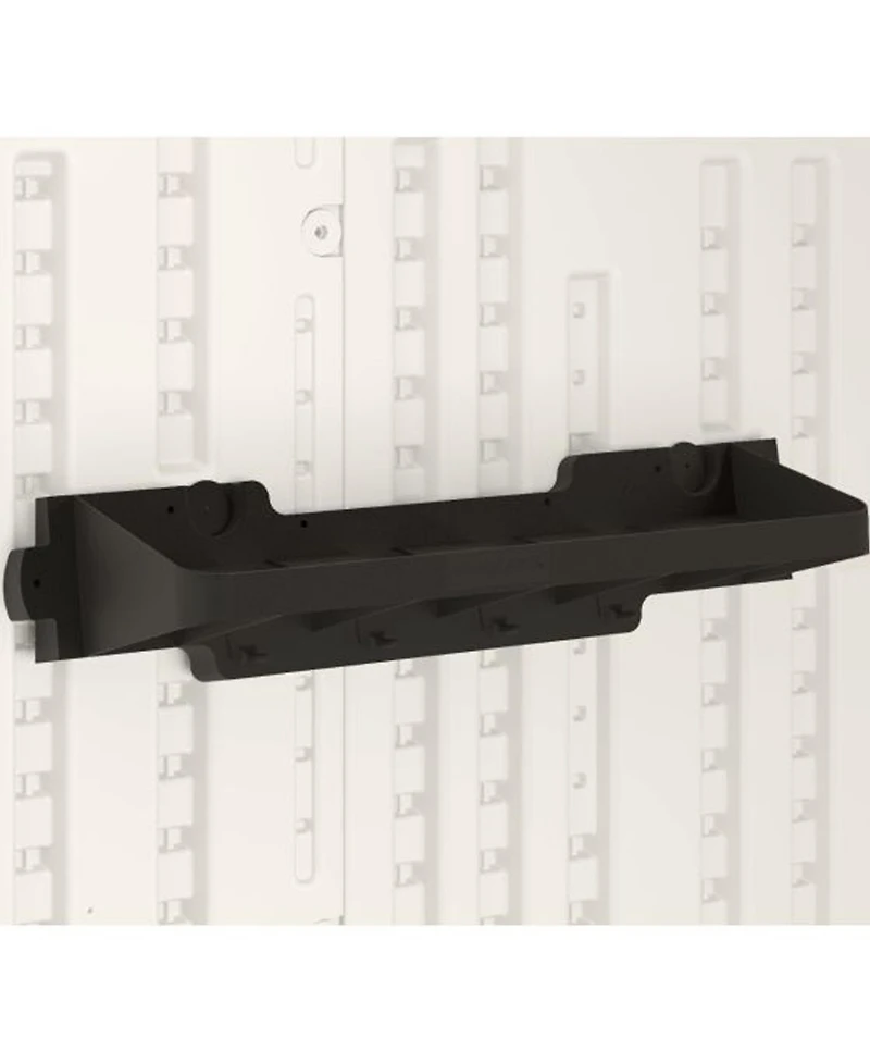 Suncast 25 x 8 Inch Shelf Accessory with Hooks for Outdoor Shed, Black (2-Pack)