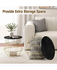 Gouun Round Metal Frame End Table with Removable Top