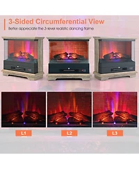 Sugift 27 Inch Freestanding Fireplace with Remote Control-Brown