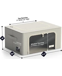 Sorbus 2 Pack Small Foldable Storage Box - Metal Frame, Oxford Fabric, Large Window & Handles - Organization for Bedroom