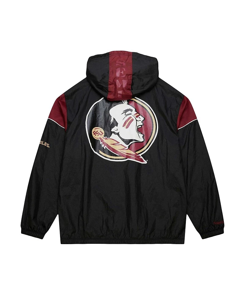 Mitchell & Ness Men's Black Florida State Seminoles Team 3.0 Anorak Half-Zip Hoodie