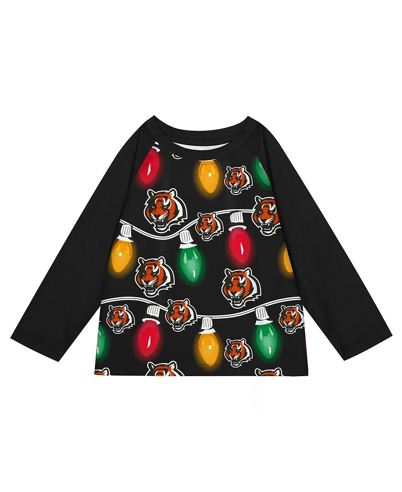 Outerstuff Preschool Cincinnati Bengals Two-Piece Garland Holiday Long Sleeve Pajama Set