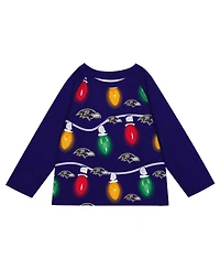 Outerstuff Toddler Baltimore Ravens Two-Piece Garland Holiday Long Sleeve Pajama Set