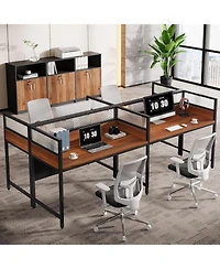 Tribesigns 94.48" Two-Person Office Desk with Privacy Panel, Long Computer Office Double Desk for 2 People