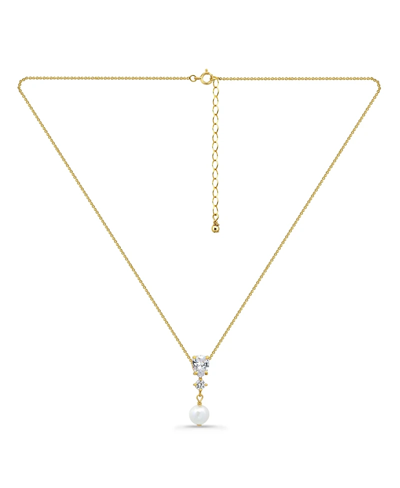 Macy's Freshwater Cultured Pearl Drop Cubic Zirconia Pendant Necklace