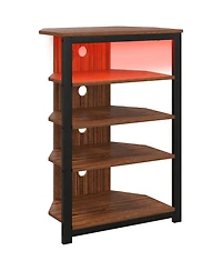 Homcom Tv Stand with Lights, 5-Tier Storage Shelves and Steel Frame