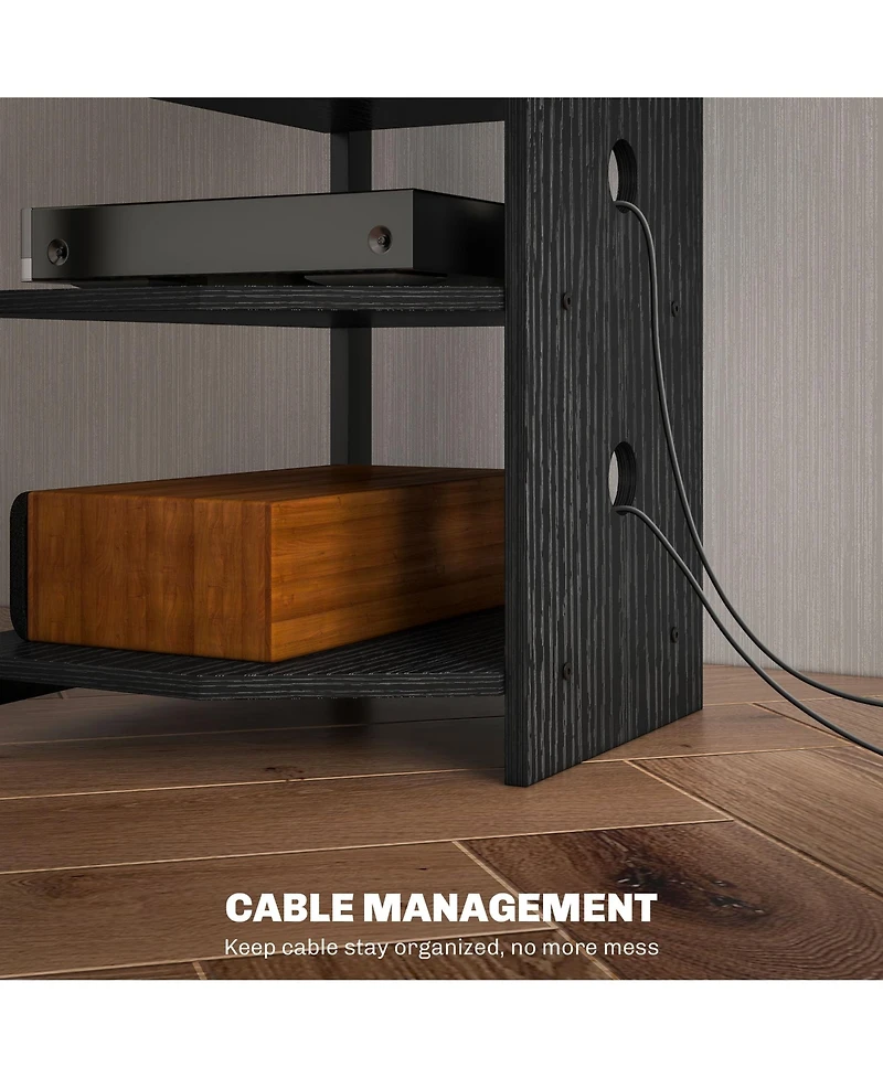 Homcom Tv Stand with Lights, 5-Tier Storage Shelves and Steel Frame