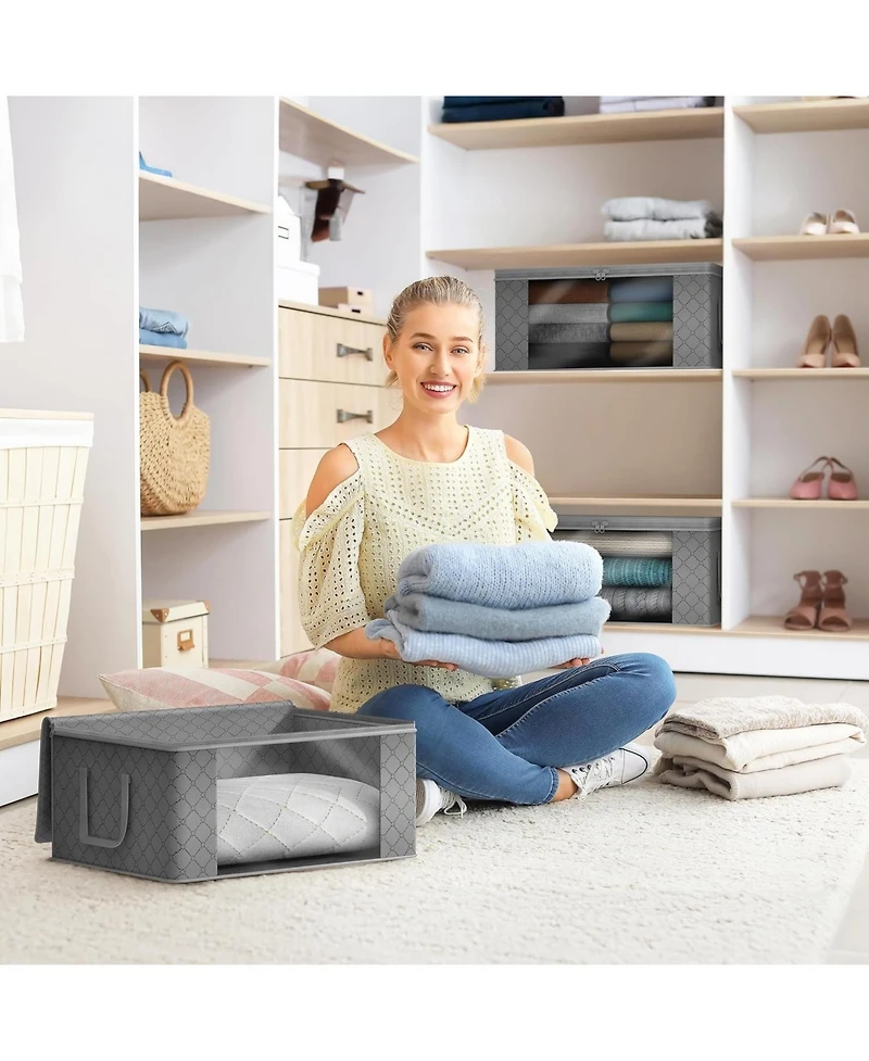 Sorbus 3 Pack Foldable Storage Bag Organizers - Great for Clothes, Blankets, Closets, Bedrooms