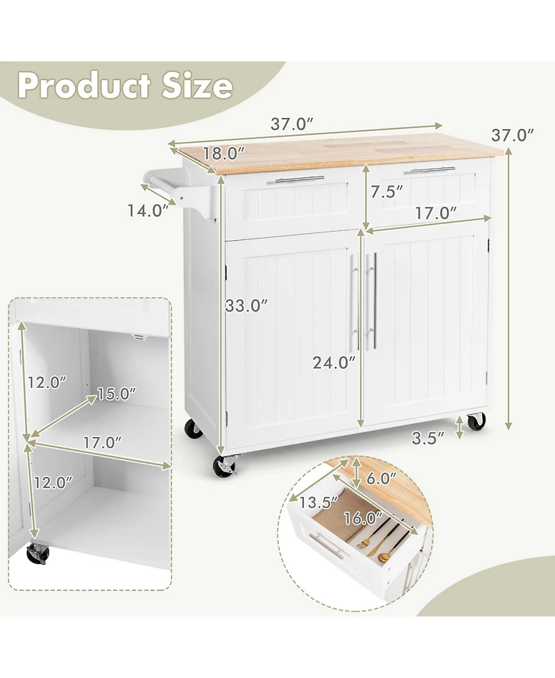 Gouun Heavy Duty Rolling Kitchen Cart with Tower Holder and Drawer