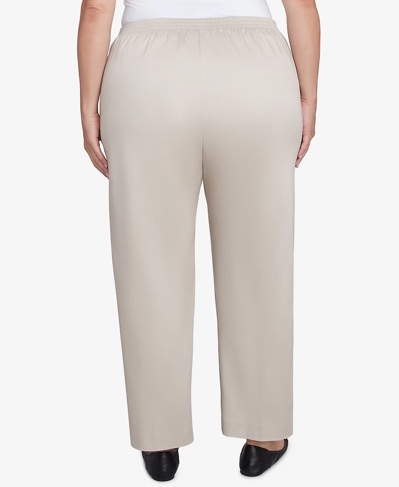 Alfred Dunner Plus Size Coming Up Roses Sateen Woven Average Length Pants