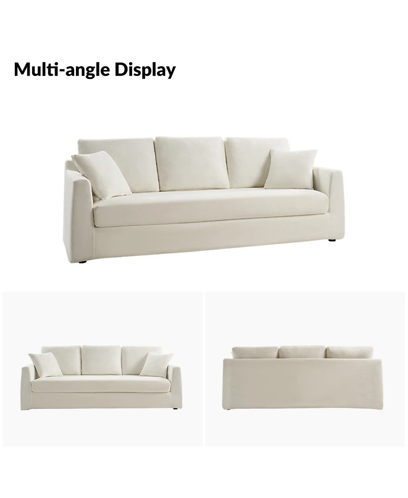 Hulala Home Zacharias Modern 85" Slipcovered Sofa with Square Flange Arm