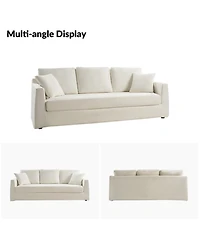 Hulala Home Zacharias Modern 85" Slipcovered Sofa with Square Flange Arm